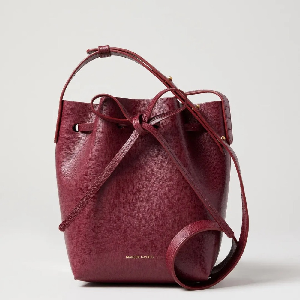 Mansur Gavriel Mini Burgundy Bucket Bag